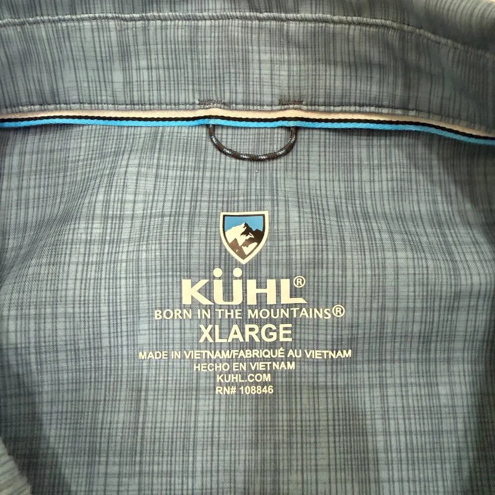 Kuhl Shirt Mens XL Persuadr Short Sleeve Button Up Lightweight Blue UPF Hiking - Picture 4 of 16